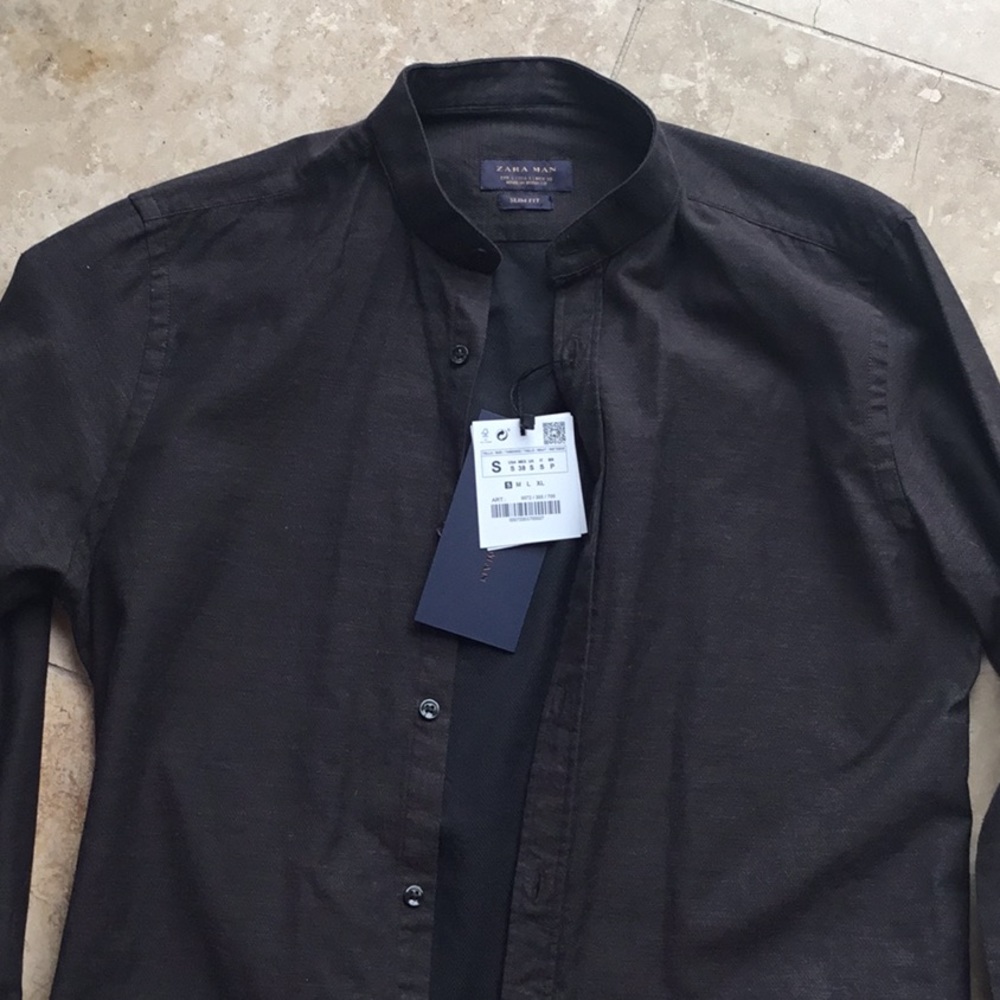 Zara mens band collar slim small shirt